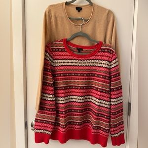Bundle of 2 Talbots Size Large Sweaters. Fair Isle and Cashmere Crewneck.